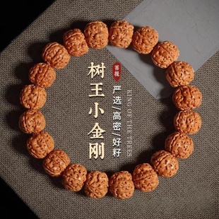 树王爆肉小金刚菩提子手串配饰男士核桃原籽文玩佛珠单圈盘玩手链