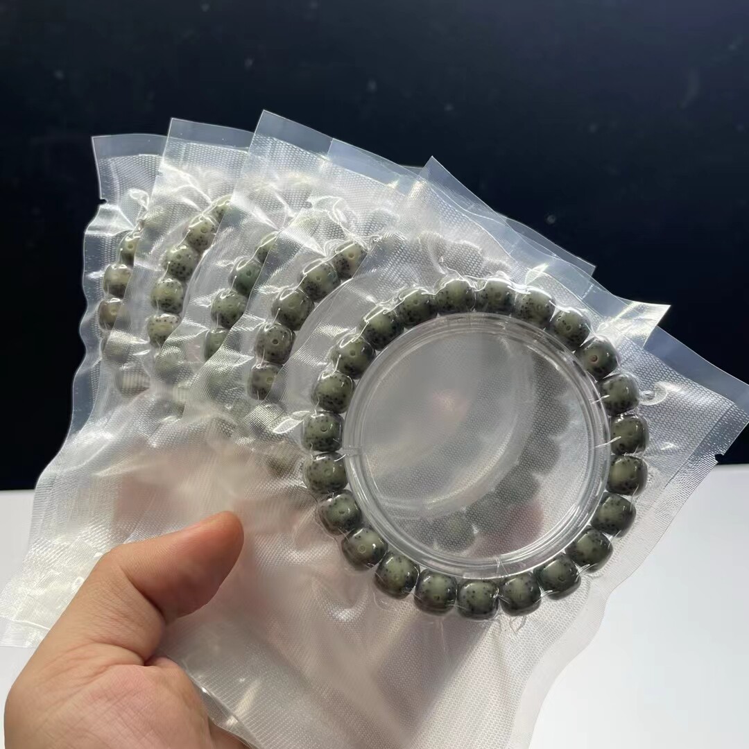 海南星月菩提子原生态石玉料糯冰灵玉绿星月菩提子阴皮绿皮佛珠链