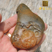 方言品牌一眼真珍品粟子黄玉手把件钢板料地表籽料一把抓锦灰堆R