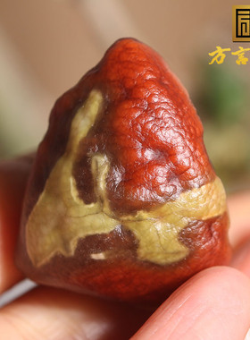 方言和田玉收藏级罕见玻璃皮沁色意境天机籽吊坠小原石精品O