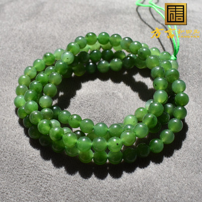 方言老坑料碧玉菠菜绿108颗珠链
