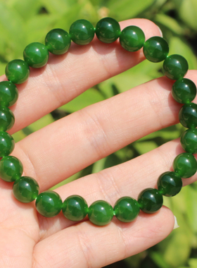 方言和田玉俄色标辣阳绿碧玉手串