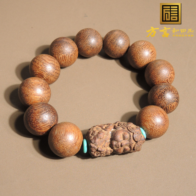 抢疯了方言和田玉放漏佩戴越南芽庄沉香20mm沉香木男女手串手链R5