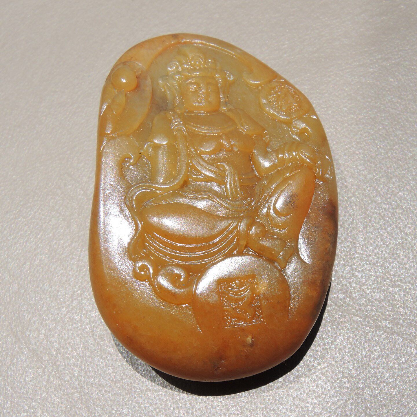 呆住了方言品牌和田玉珍稀黄色名品粟子黄色黄玉籽料观音大吊坠R