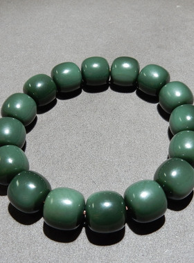 亏麻了方言精品和田玉新疆细腻沙枣青籽料双色14mm老型珠手串w1