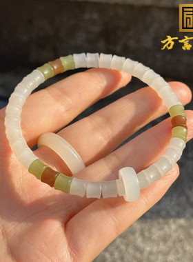 亏麻了方言和田玉精品特色温润青海料白玉多宝竹节直切手串手链O