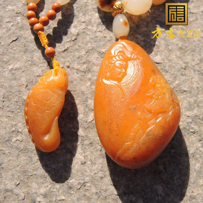 方言镇店之宝42万珍稀黄色名品全玉种帝王黄玉籽料观音吊坠背云R