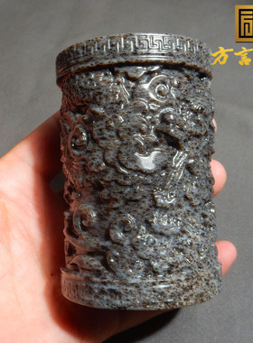 嗨了方言和田玉放巨漏青海细腻油润老坑料野牛沟桂花糕笔筒摆件w3