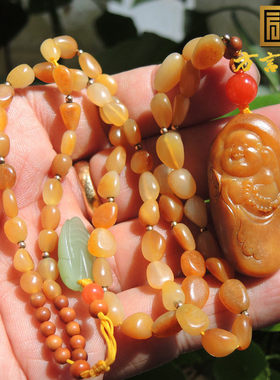 方言企业镇店之宝蒋喜黄金佛吊坠子配黄沁修型原石籽料项链新品R