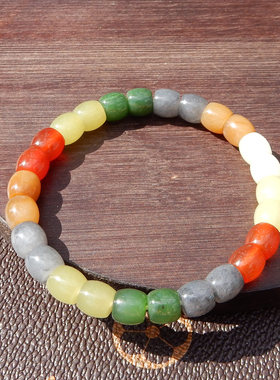 红糖黄口白玉俄碧8m多宝老型手串