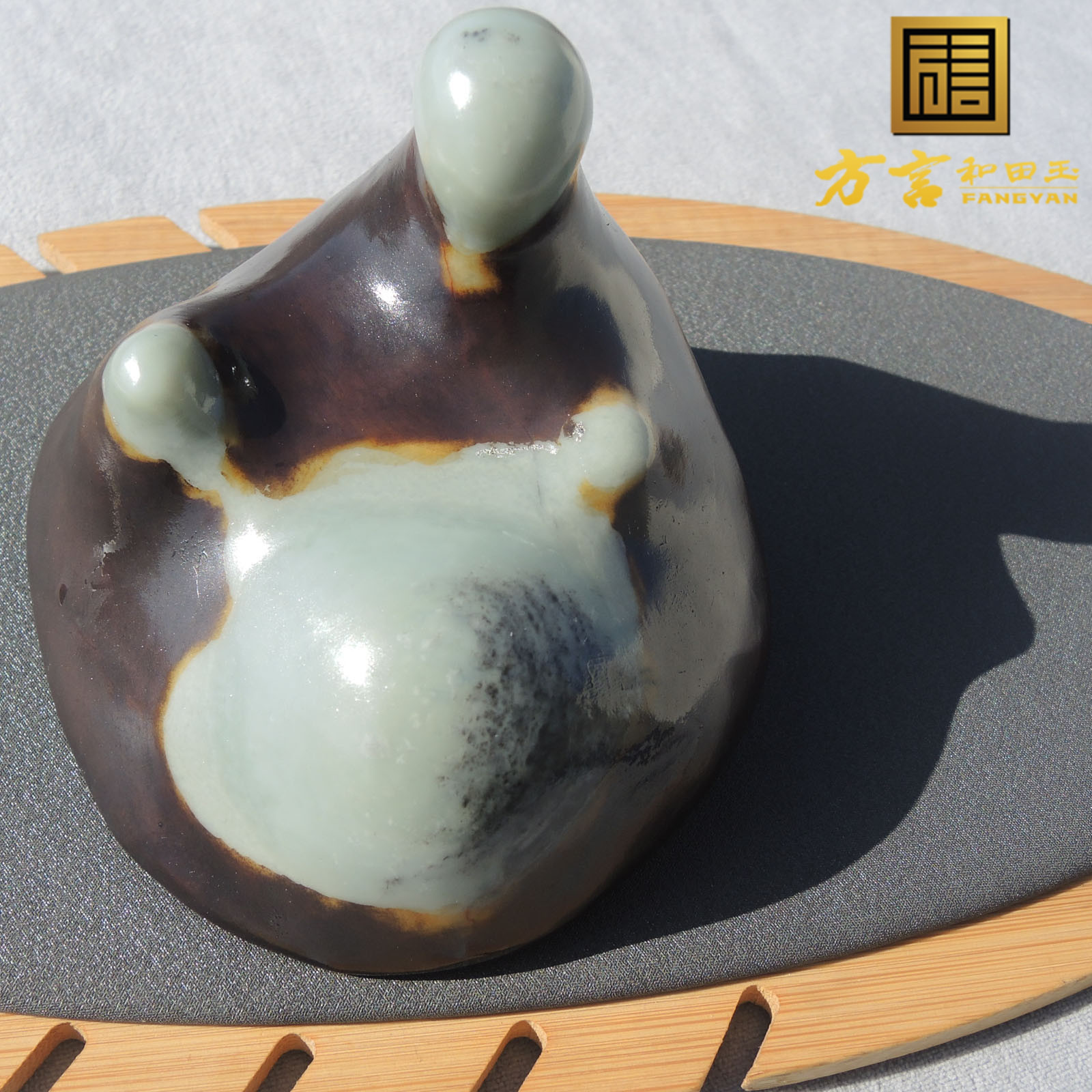 惊呆了方言和田玉镇店金鹿皮蓝色蓝玉原生籽料异型意境原石玩料R1