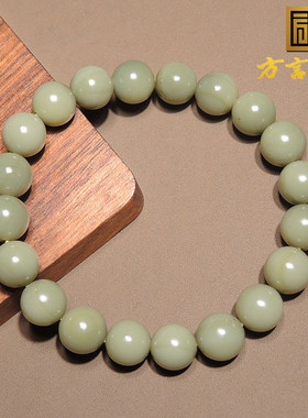 震惊了方言品牌和田玉罕见精品新疆沙枣青籽料卡 9.5mm手串手链h0