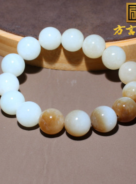 爆火了方言和田玉精品新疆温润细腻且末糖白玉圆珠15mm手串手链O8
