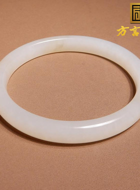 方言和田玉新疆且末老坑料细润高脂羊脂白玉带糖卡58mm轻奢手镯A6
