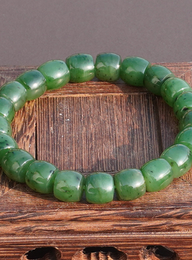方言和田玉俄细润菠菜绿碧玉手串