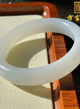 美美哒方言和田玉精品佩戴级青海料冰底白玉细腻内径53mm手镯w1