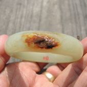 精品巨漏方言品牌和田玉俄珍稀黄色名品红皮黄玉籽料55豪华手镯R