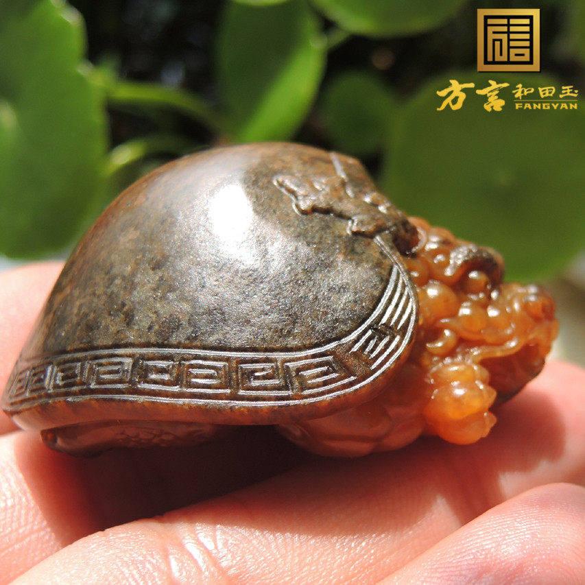 方言罕见老土大红皮独颗栗子黄老熟黄玉籽料吊坠原石龙龟手把件R