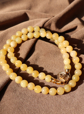 且末高脂糯老红糖玉8mm圆珠项链