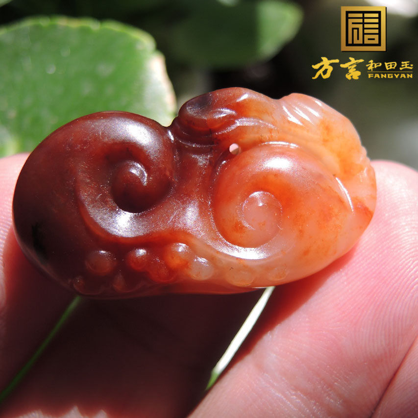方言推荐候晓峰作品老熟特惠一眼真开门鸽血红沁籽料如意吊坠子R