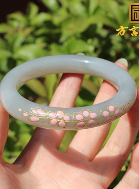 青海料粉紫色景泰蓝57mm女士手镯