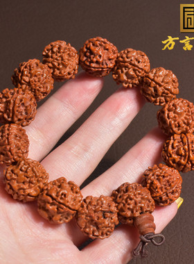 大金刚菩提子手串男盘玩佛珠配饰生肖尼泊尔龙纹红皮精品文玩A2