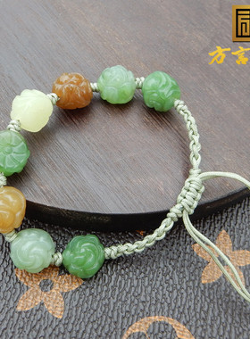 糖玉碧玉黄口玫瑰花11mm多宝手串