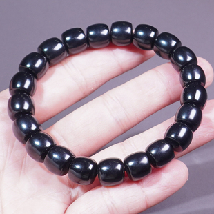 年度巨漏方言品牌精品佩戴新疆一细料墨玉籽料10mm直切男女手串A6