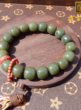 新疆沙枣青籽料双色18mm老型手串