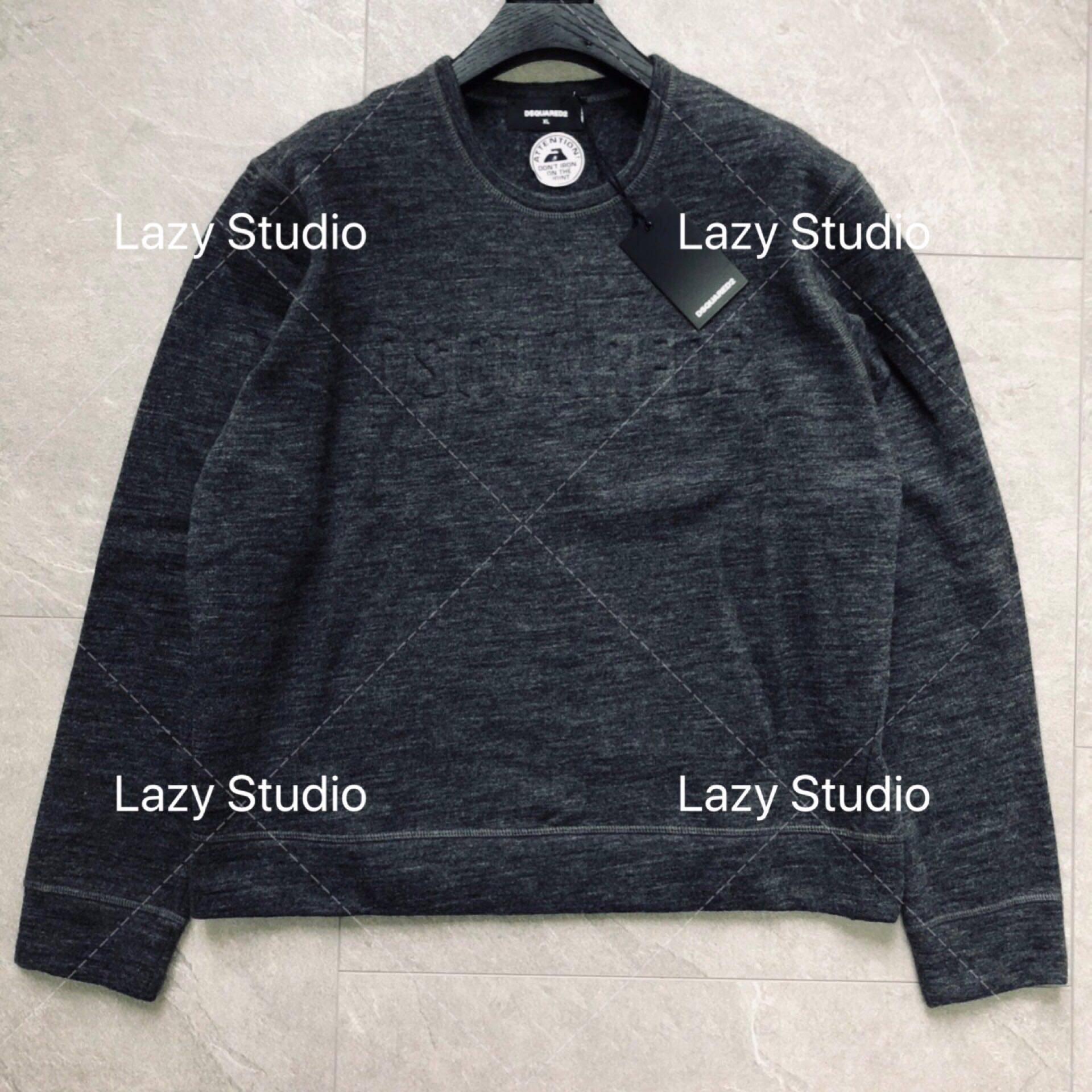 全新现货Dsquared2 男士浮雕LOGO 灰色羊毛毛衣S74GU0088