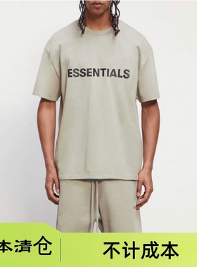 亏本清仓Essentials FOG胶印logo深灰色男女同款T恤