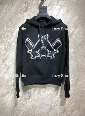 全新现货Kris Van Assche 设计师品牌男款 老鹰 刺绣连帽卫衣帽衫