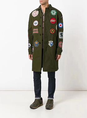LS现货Dsquared2 橄榄绿男士勋章LOGO长款厚实风衣S71AA0258