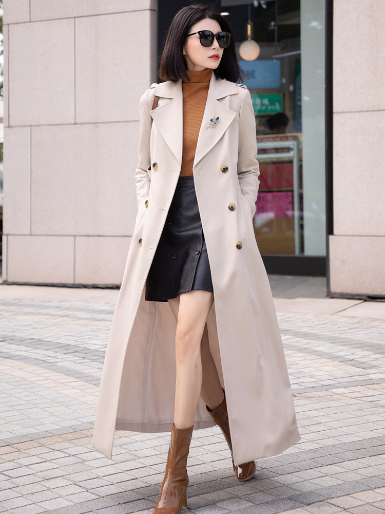 2026春新款风衣修身显瘦长款时尚风衣外套过膝双排扣大牌气质女装