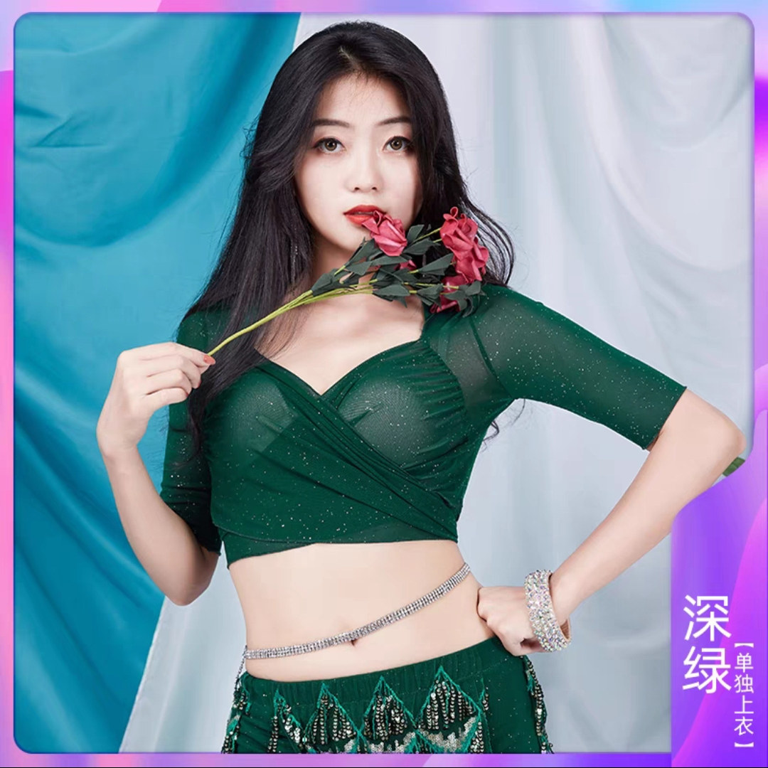 肚皮舞上衣网纱夏季练习练功上装