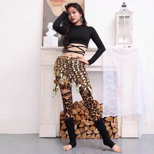 舞娘2025夏新款肚皮舞套装上衣裤子性感豹纹舞蹈初学者团服练功服