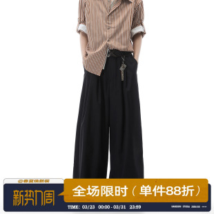 阔腿休闲裤 男女复古宽松个性 潮牌高级感纯色直筒垂感西裤 男道美式