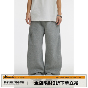 春秋宽松运动休闲裤 男道美式 2025新款 男士 街头抽绳直筒空气层卫裤