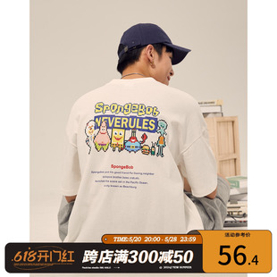 t恤男卡通印花半袖 男道夏季 休闲潮牌短袖 2023新款 百搭宽松五分袖