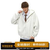 双拉链宽松纯色开衫 男道美式 cleanfit连帽卫衣男女boxy短款 外套潮