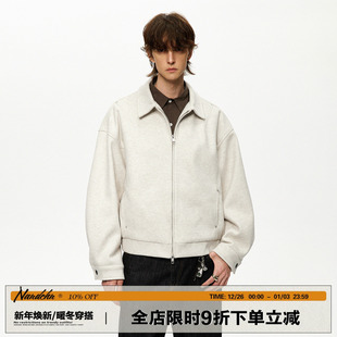解构夹克 休闲boxy短款 男道美式 复古简约cleanfit毛呢外套男秋季
