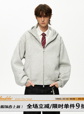 男道cleanfit短款500G重磅连帽卫衣美式拉链开衫外套男女休闲上衣
