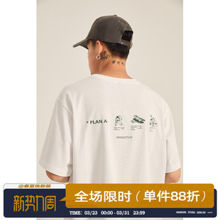 街头宽松百搭圆领短袖 男道夏季 潮牌美式 动漫印花T恤男士 上衣 新款