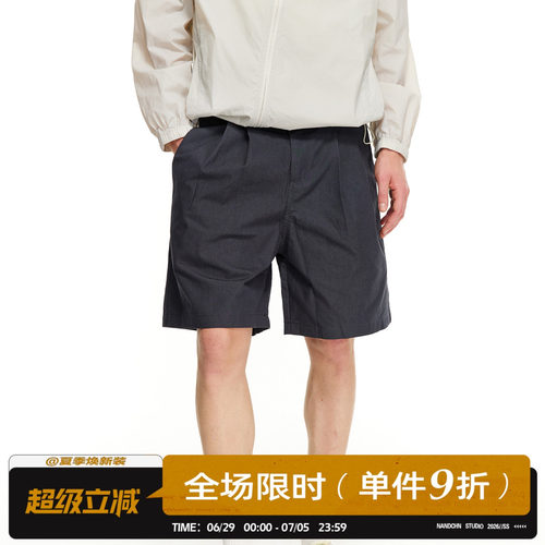 男道老钱风立体剪裁打褶短裤男垂坠感阔腿五分裤透气轻薄休闲裤