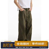 休闲小众cleanfit休闲长裤 男春秋美式 复古直筒阔腿牛仔裤 男道新款
