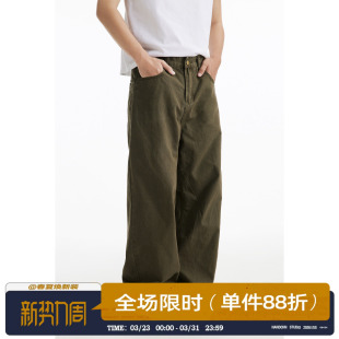 休闲小众cleanfit休闲长裤 男春秋美式 复古直筒阔腿牛仔裤 男道新款