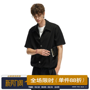 个性 男道美式 男春夏高级感学院风时尚 衬衫 休闲高级衬衣 解构短袖