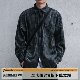 男道日系新款 潮牌春秋男生宽松百搭休闲情侣衬衣外套 复古格子衬衫