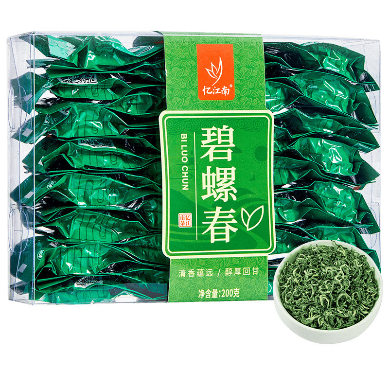 忆江南茶叶特产绿茶碧螺春一级香散装嫩芽PVC盒装200g待客茶自饮