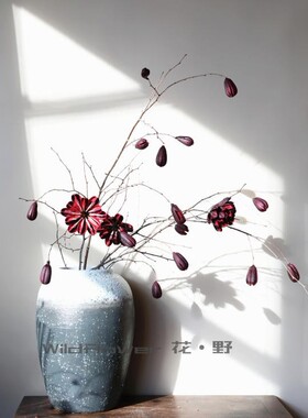 大型落地高花瓶插花树枝干花软装